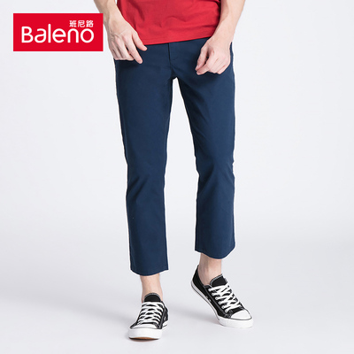 Baleno班尼路 时尚修身九分裤男 新款青年简约舒适磨毛长裤男