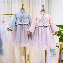 女宝宝汉服中国风唐装 洋气套装 女童汉服改良旗袍连衣裙2019秋装