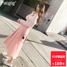 2018新款秋装时尚气质韩版休闲女装裙子高腰显瘦中长款粉色半身裙图片