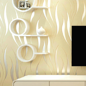 现代简约波浪曲线条纹3D立体雕刻无纺布壁纸客厅走道卧室背景墙纸