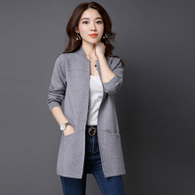 开衫 中长款 宽松大码 2019秋冬季女装 韩版 毛衣外套披肩薄春装 针织衫