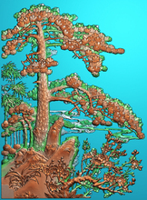 JDP松鹤 029迎客松梅兰竹扫描图 花鸟精雕图松鹤 松鹤精雕图