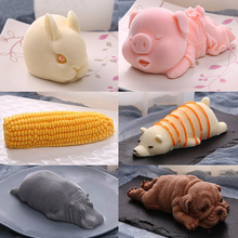 法焙客沙皮狗兔子鼻涕猪玉米模具 蛋糕巧克力冰激凌3D立体硅胶膜