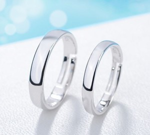 韩版情侣银戒指一对可刻字