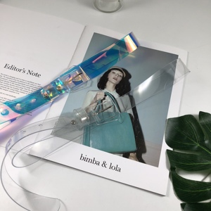 简约镭射透明皮带女