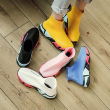 ulzzang2018春季新款 休闲百搭运动鞋 彩色底韩版 ins超火弹力袜子鞋