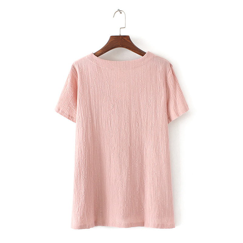 夏季中老年妈妈装上衣亚麻胖MM短袖宽松加肥