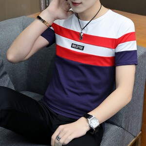 热天青年短衫啼血男士短袖t恤天蓝体协衫修身短信丅血下天衣服土