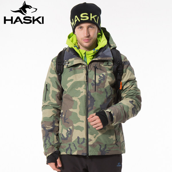 HASKI/哈时户外冲锋衣男 秋冬款迷彩三合一防风防水保暖外套
