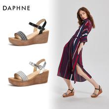 时尚 皮带扣休闲女 2018新款 夏坡跟凉鞋 官方正品 达芙妮旗舰店女鞋
