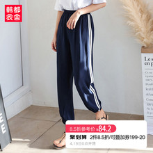 韩都衣舍2019夏装韩版运动女学生哈伦萝卜休闲ins潮裤子OM80131樰