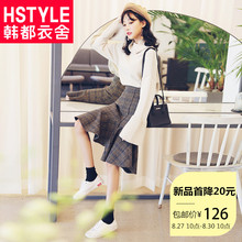 韩都衣舍2018秋装新款韩版女装格子荷叶边半身裙MR8603汩0827图片