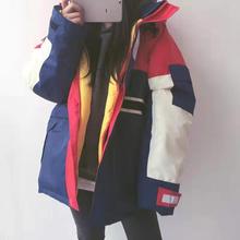 撞色户外古着冲锋衣女潮牌韩国防风工装oversize2019秋款外套ins