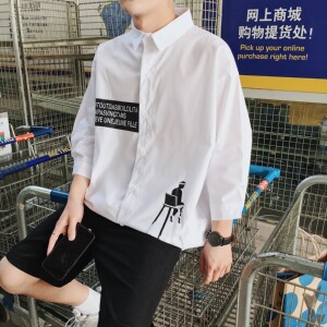 夏季韩版七分袖男士衬衫