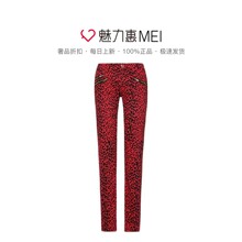 Juicy Couture 红色拼黑色棉质拉链装饰女士牛仔长裤图片