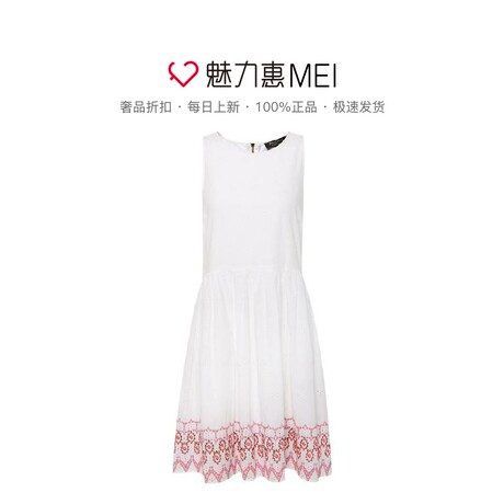Juicy Couture 白色全棉圆领拉链印花女士无袖连衣裙商品大图