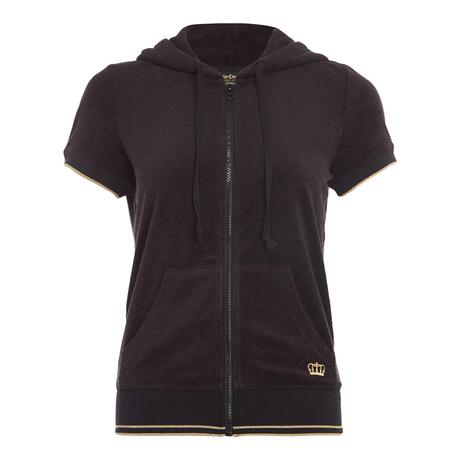 Juicy Couture 黑色螺纹下摆插袋女士短袖连帽外套商品大图