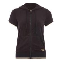 Juicy Couture 黑色螺纹下摆插袋女士短袖连帽外套图片