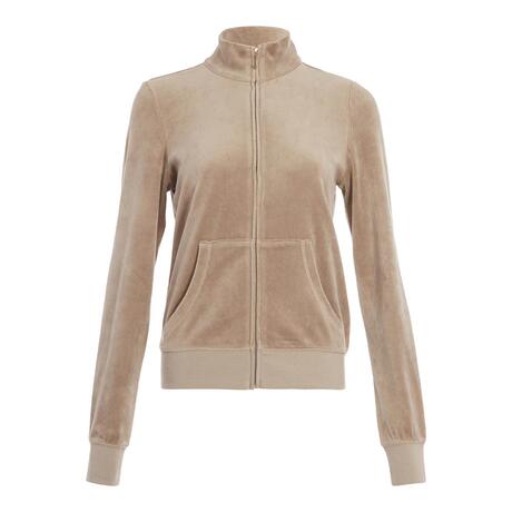 Juicy Couture 米色棉质丝绒立领女士拉链长袖外套商品大图