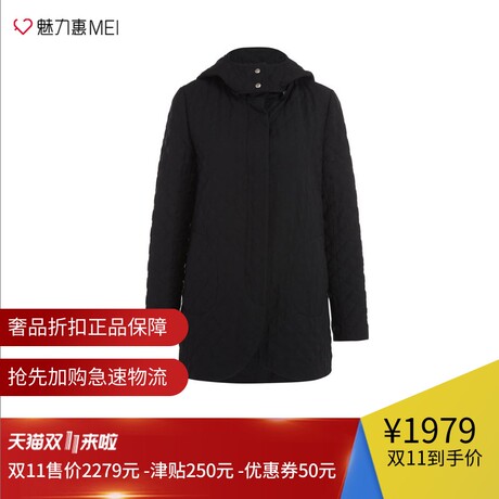 预售 Ports/宝姿 黑色简约休闲百搭秋冬女士中长款外套商品大图