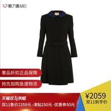 预售 Ports/宝姿 黑色腰带饰优雅复古秋冬女士长袖外套图片
