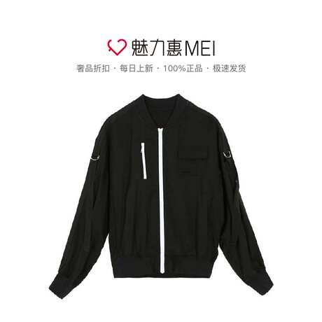 预售 Mo＆Co．/摩安珂 黑色棒球领长袖女士夹克商品大图