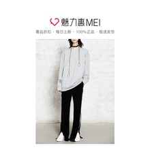 预售 Mo＆Co．/摩安珂 中花灰色字母刺绣圆领长袖卫衣图片