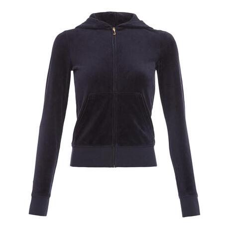 Juicy Couture 藏青色丝绒亮钻烫金LOGO女士连帽卫衣商品大图