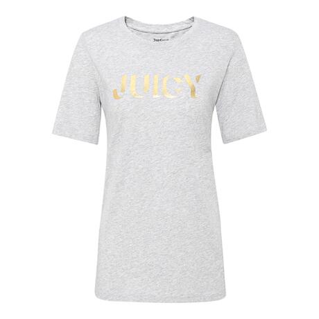 Juicy Couture 灰色全棉圆领印花Logo夏季女士短袖T恤商品大图