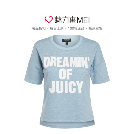 Juicy Couture 淡蓝色简约字母圆领短袖女士T恤商品大图