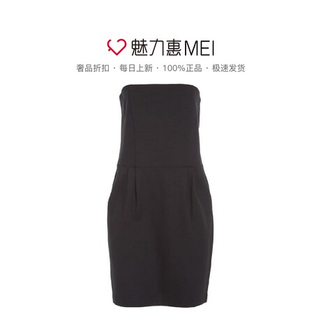 预售 Ports/宝姿 黑色简约抹胸女士连衣裙商品大图