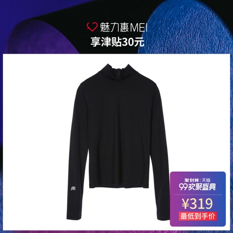 预售 Mo&Co. 黑色小高领长袖女士上衣商品大图