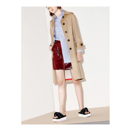 预售 Mo&Co. 卡其色翻领女士风衣外套商品大图