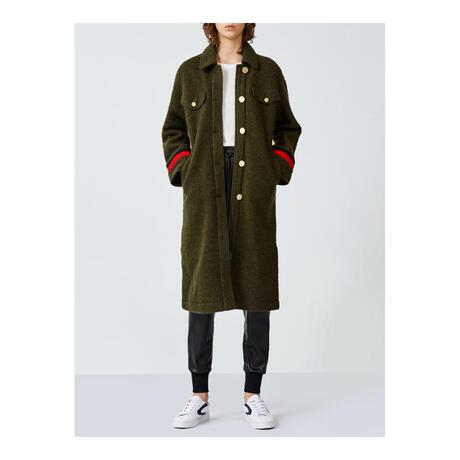 预售 Mo＆Co．/摩安珂 军绿色袖口拼接设计翻领女士外套商品大图