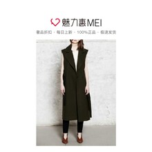 预售 Mo&Co. 橄榄绿色无袖长款毛呢马甲图片