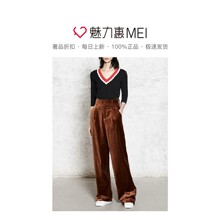 预售 Mo&Co. 黑色修身撞色V领针织衫图片