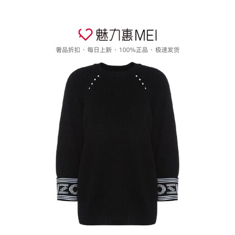 预售 KENZO/高田贤三 黑色棉质镂空字母拼接女士秋冬套头衫商品大图