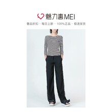 预售 Mo&Co. 黑白条纹露背九分袖T恤图片