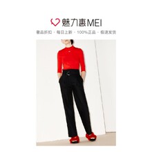 预售 MOCO/摩安珂 红色简约时尚修身七分袖秋冬女士套头针织上衣图片