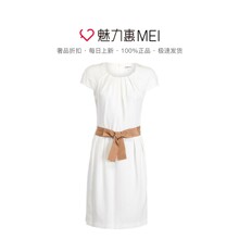 预售 Ports/宝姿 白色褶皱设计女士短袖连衣裙图片