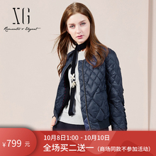xg女装2018冬装新款欧美百搭复古短款长袖薄款羽绒服夹克拉链外套图片