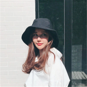 纯色大檐渔夫帽平顶盆帽