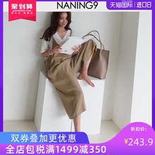 韩版 女装 宽松镭腿背带休闲九分裤 2019初秋新款 naning9韩国代购