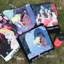 t恤女宽松印花学生2019夏季情侣装 爱丽丝短袖 林珊珊同款 卡通上衣