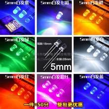 50只 LED灯珠F5 5MM白发白 发光二极管