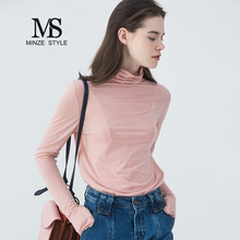 MS秋季新款女装2018套头针织衫女薄长袖韩版短款修身内搭打底上衣图片