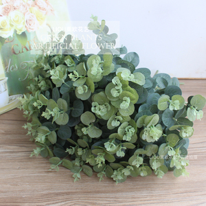 多头仿真金钱草尤加利假花绿植装饰花田园小金钱大叶子园艺插花