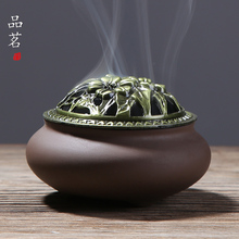 品茗 紫砂香炉陶瓷仿古小号檀香盘香炉茶道室内供佛熏香香薰炉