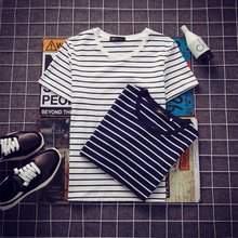 清仓条纹t恤半袖 打底衫 上衣班服 男女学生情侣装 全场 特价 包邮 9.9元