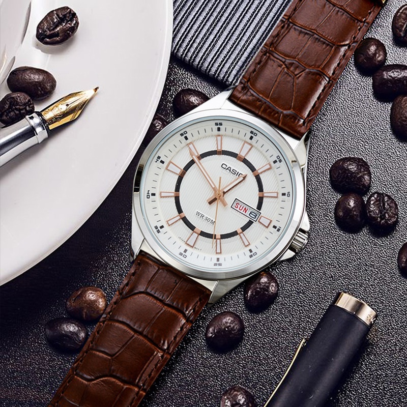 正品casio卡西欧手表男 新品石英表休闲皮带钢
